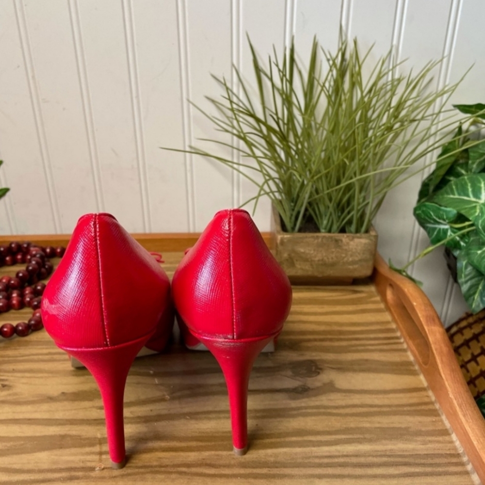 Marc Fisher Red Marsha Peep Toe Heels 8.5M - Picture 4 of 12